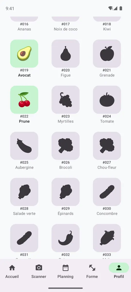 Collection d'aliments à découvrir
